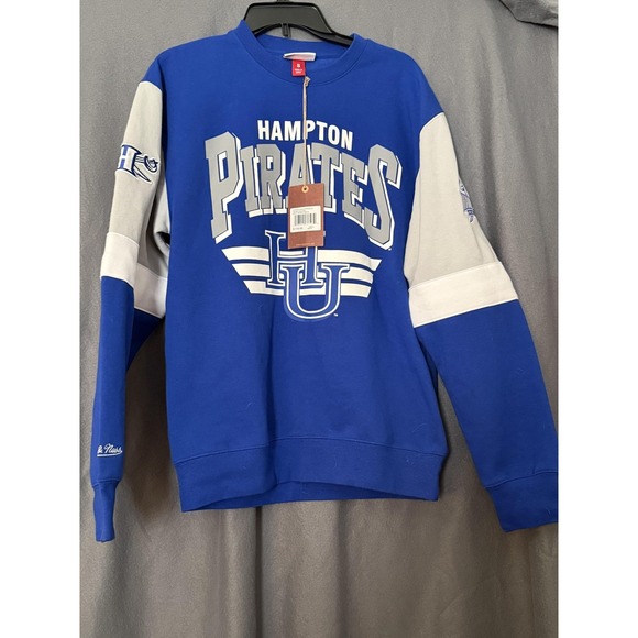 Hampton university Pirates Sweatshirt Mitchell & Ness Mens Small Pullover nwt - Picture 1 of 7